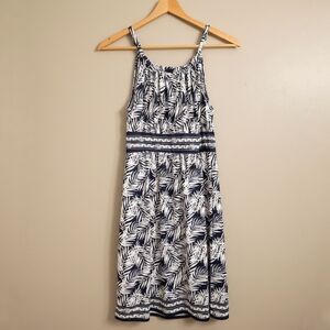 NWT Max Studio Navy & White Palm Print Sundress - Size Medium